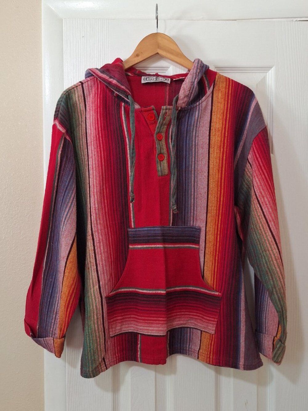 Men's Vintage Bonjour brand Mexican-style Baja hoodie Size L